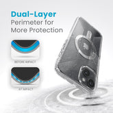 Speck iPhone 15 Plus Case - ClickLock No-Slip Interlock, Built for MagSafe, Drop Protection Grip - for iPhone 15 Plus, iPhone 14 Plus - 6.7 Inch Phone Case - Presidio Lux Grip Clear/Platinum Glitter